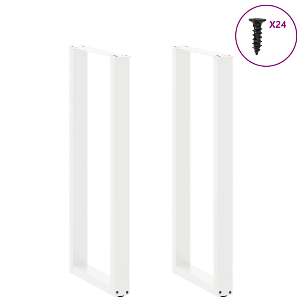 Pieds de table basse forme de U 2pcs blanc 50x(110-111)cm acier Pieds de table vidaXL