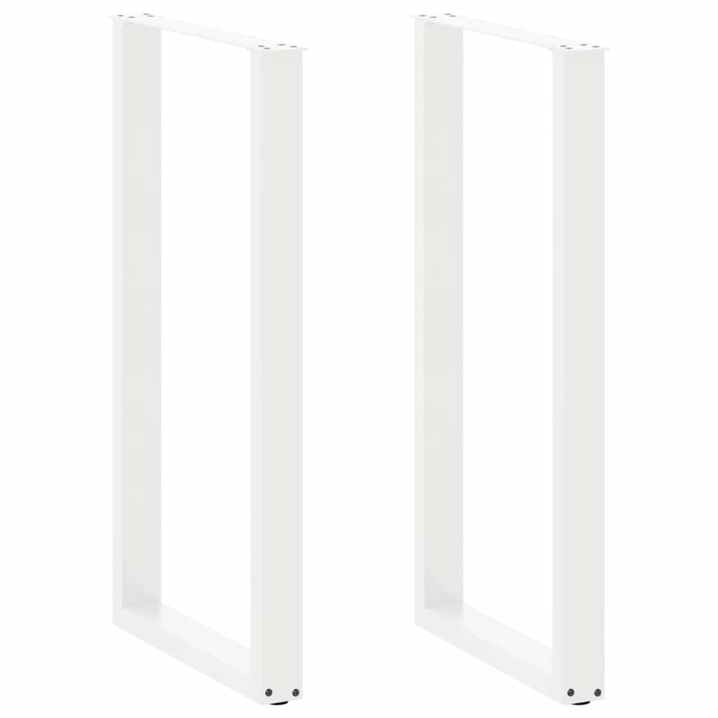 Pieds de table basse forme de U 2pcs blanc 60x(110-111)cm acier Pieds de table vidaXL