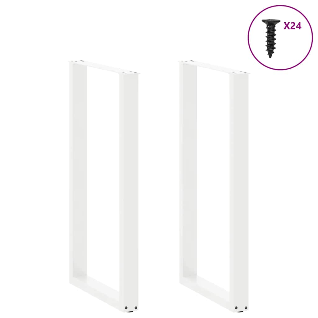 Pieds de table basse forme de U 2pcs blanc 60x(110-111)cm acier Pieds de table vidaXL