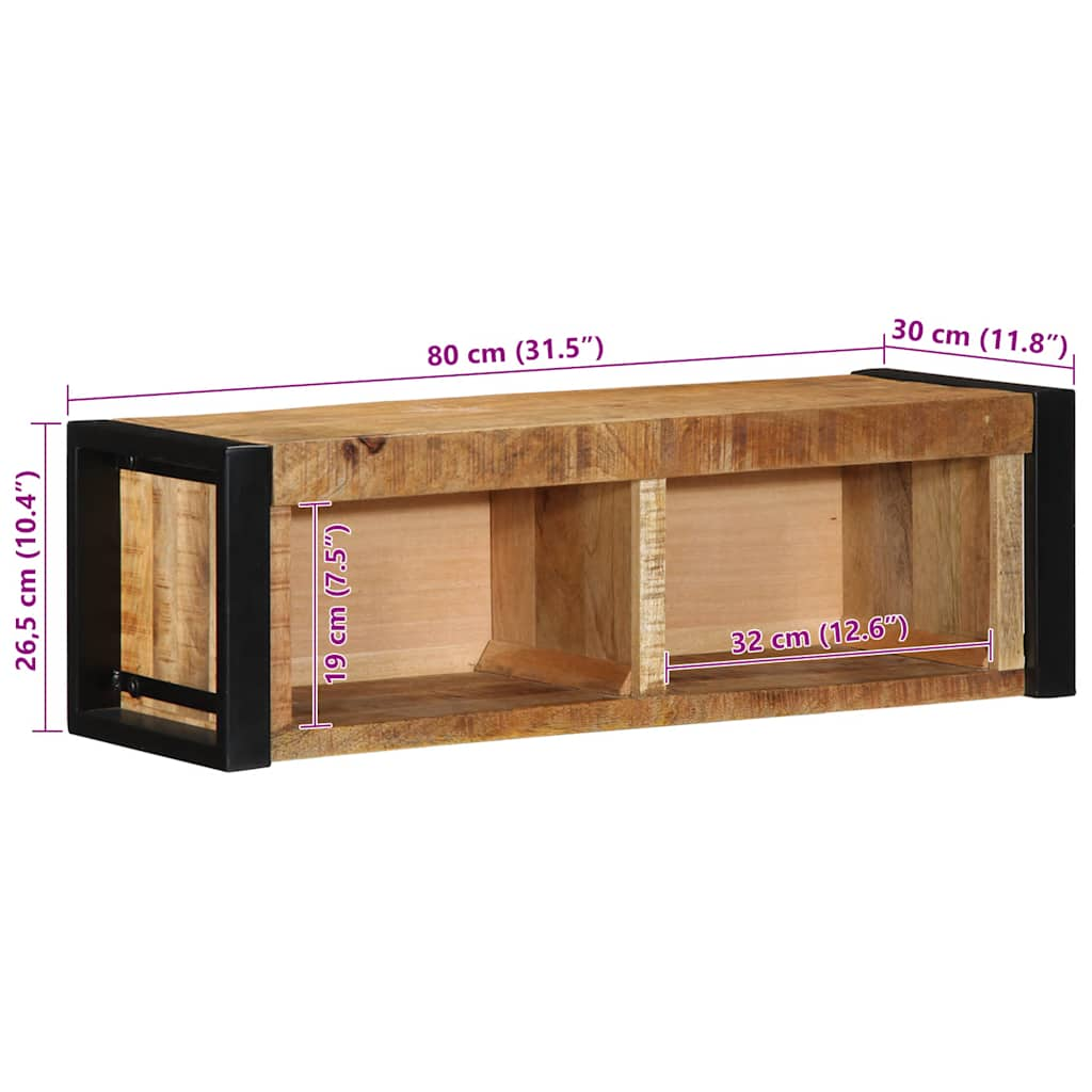 Meuble TV 80x30x25 cm bois massif de manguier brut Fixations & meubles de rangement multimédia vidaXL