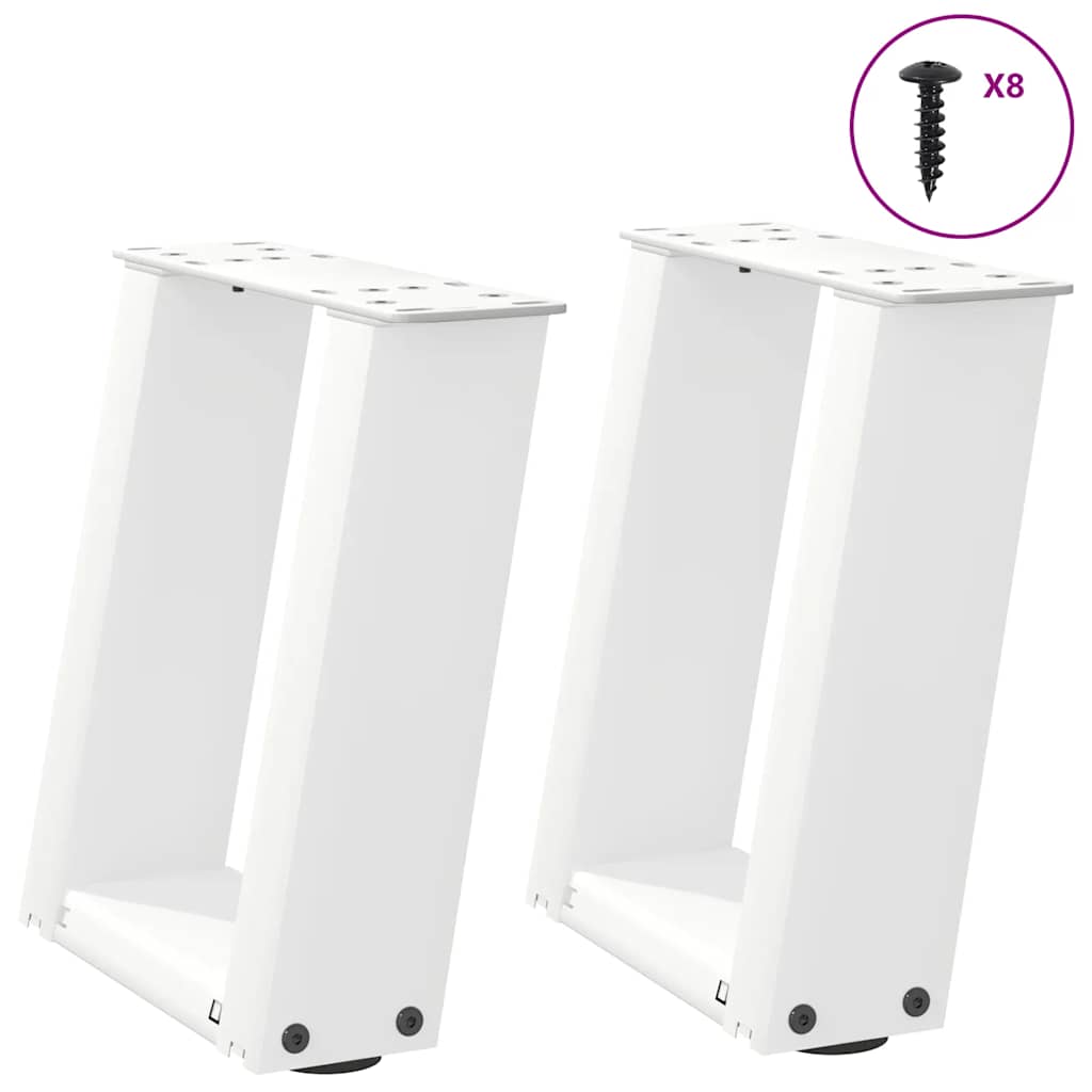 Pieds de table basse forme de U 2 pcs blanc 30x(30-31) cm acier Pieds de table vidaXL