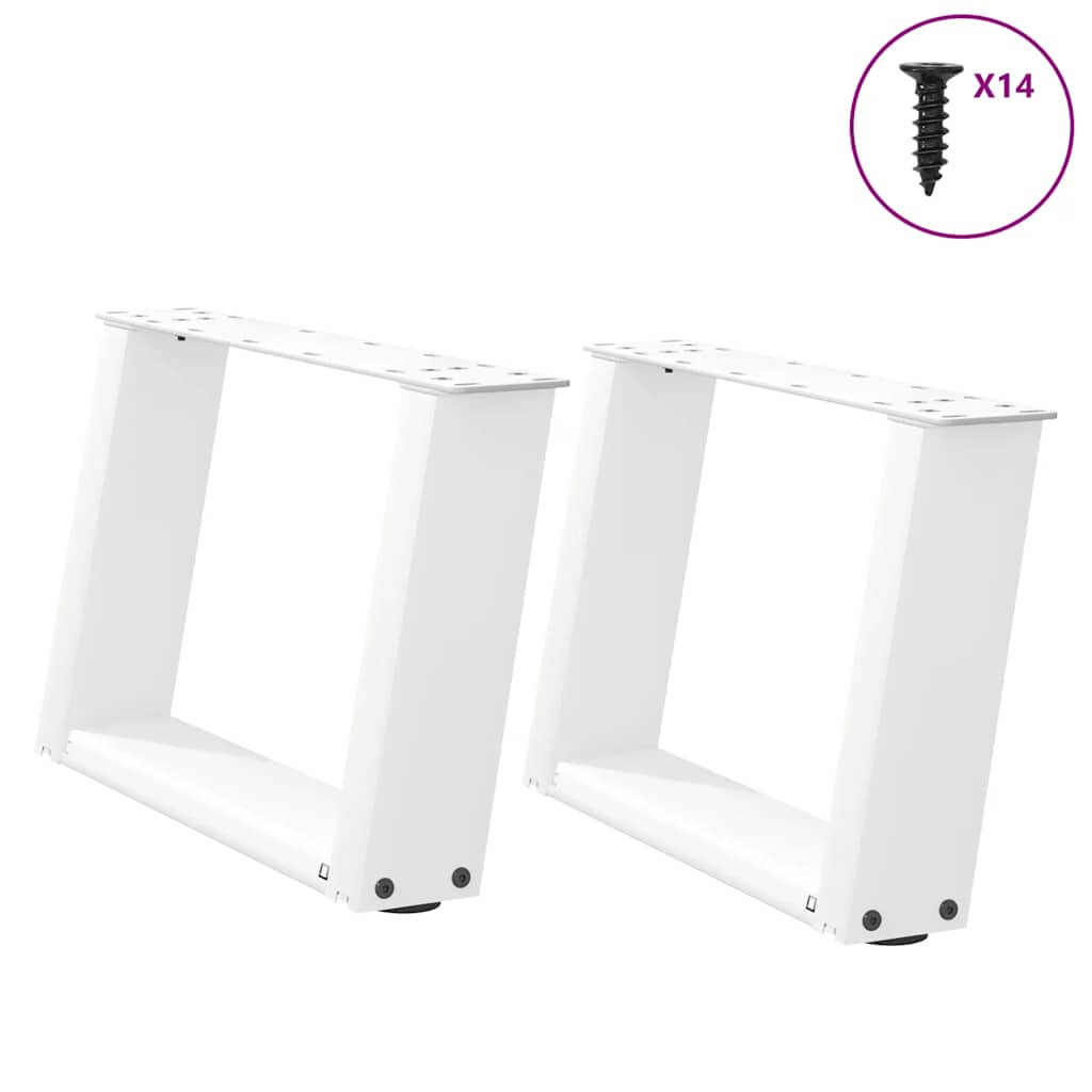 Pieds de table basse forme de U 2 pcs blanc 40x(30-31) cm acier Pieds de table vidaXL