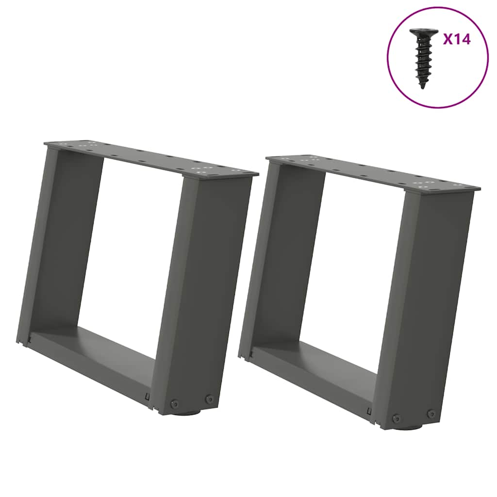 Pieds de table basse forme de U 2 pcs anthracite 40x(30-31) cm Pieds de table vidaXL