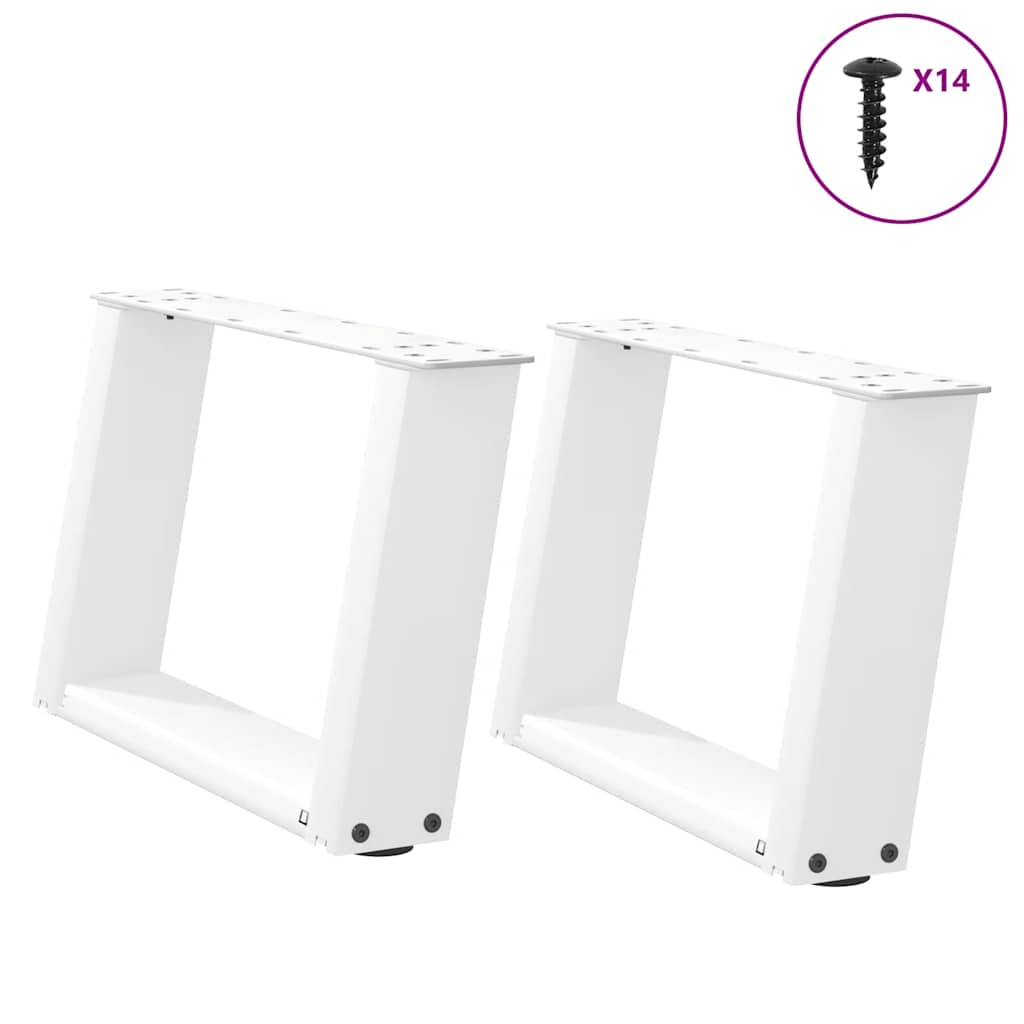 Pieds de table basse forme de U 2 pcs blanc 50x(30-31) cm acier Pieds de table vidaXL