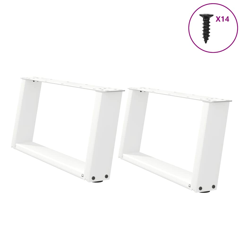 Pieds de table basse forme de U 2 pcs blanc 60x(30-31) cm acier Pieds de table vidaXL