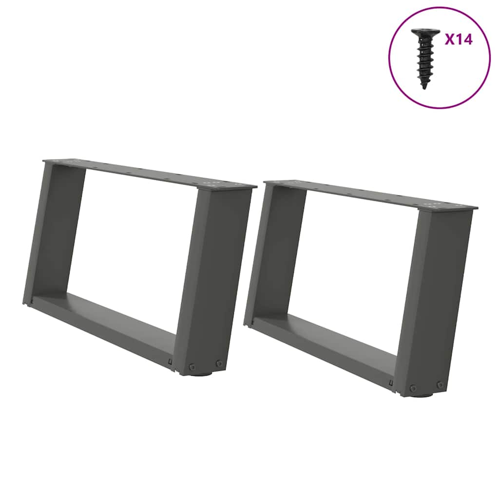 Pieds de table basse forme de U 2 pcs anthracite 60x(30-31) cm Pieds de table vidaXL