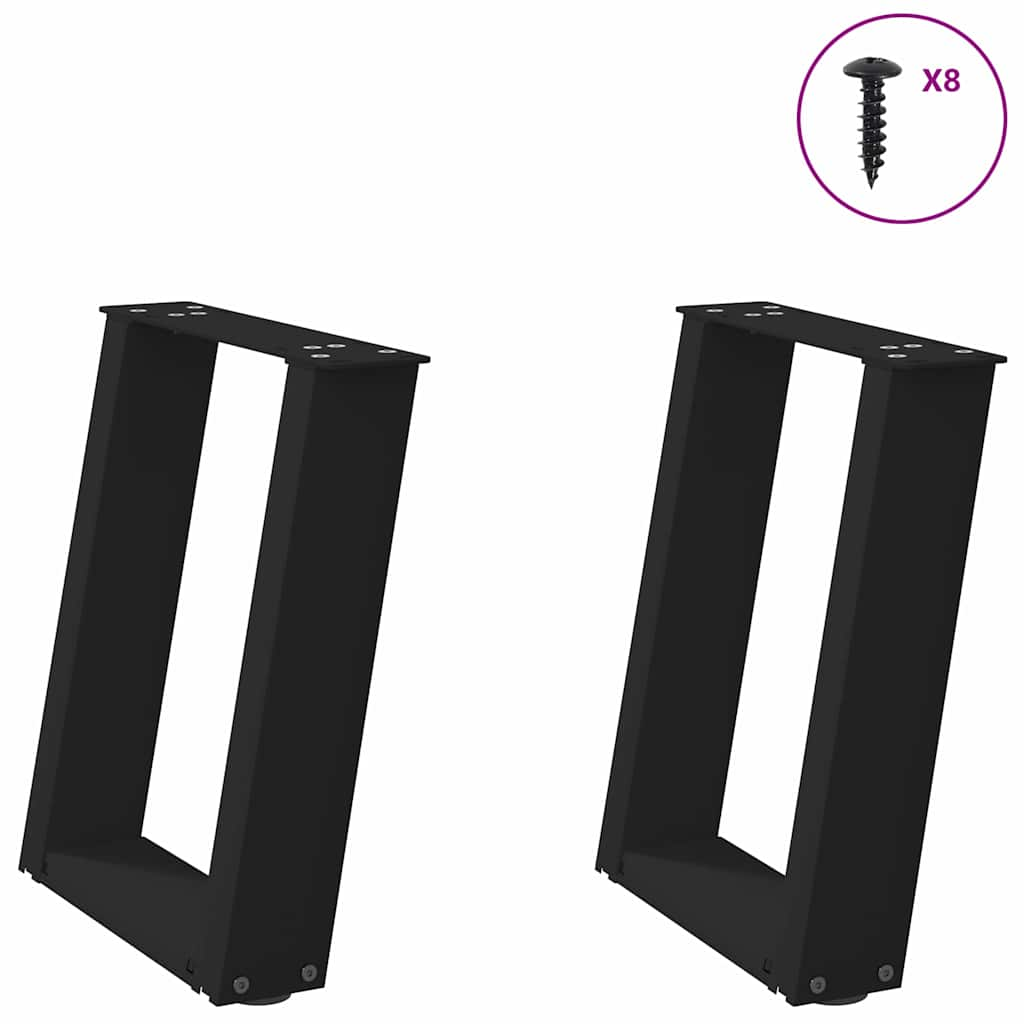 Pieds de table basse forme de U 2 pcs noir 28x(42-43) cm acier Pieds de table vidaXL