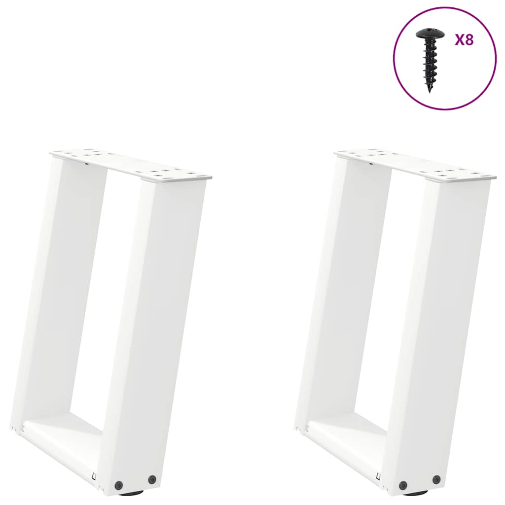 Pieds de table basse forme de U 2 pcs blanc 28x(42-43) cm acier Pieds de table vidaXL