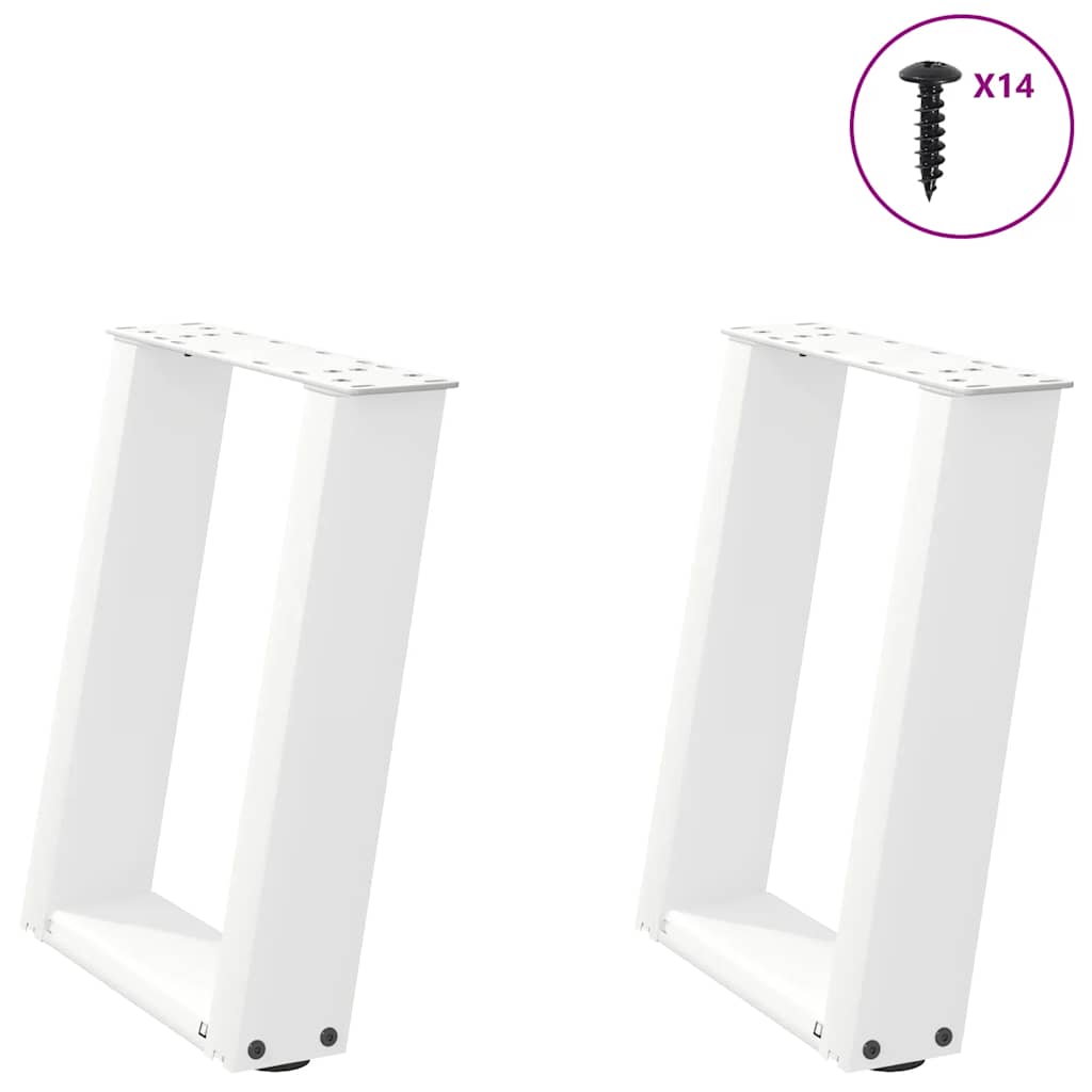 Pieds de table basse forme de U 2 pcs blanc 38x(42-43) cm acier Pieds de table vidaXL