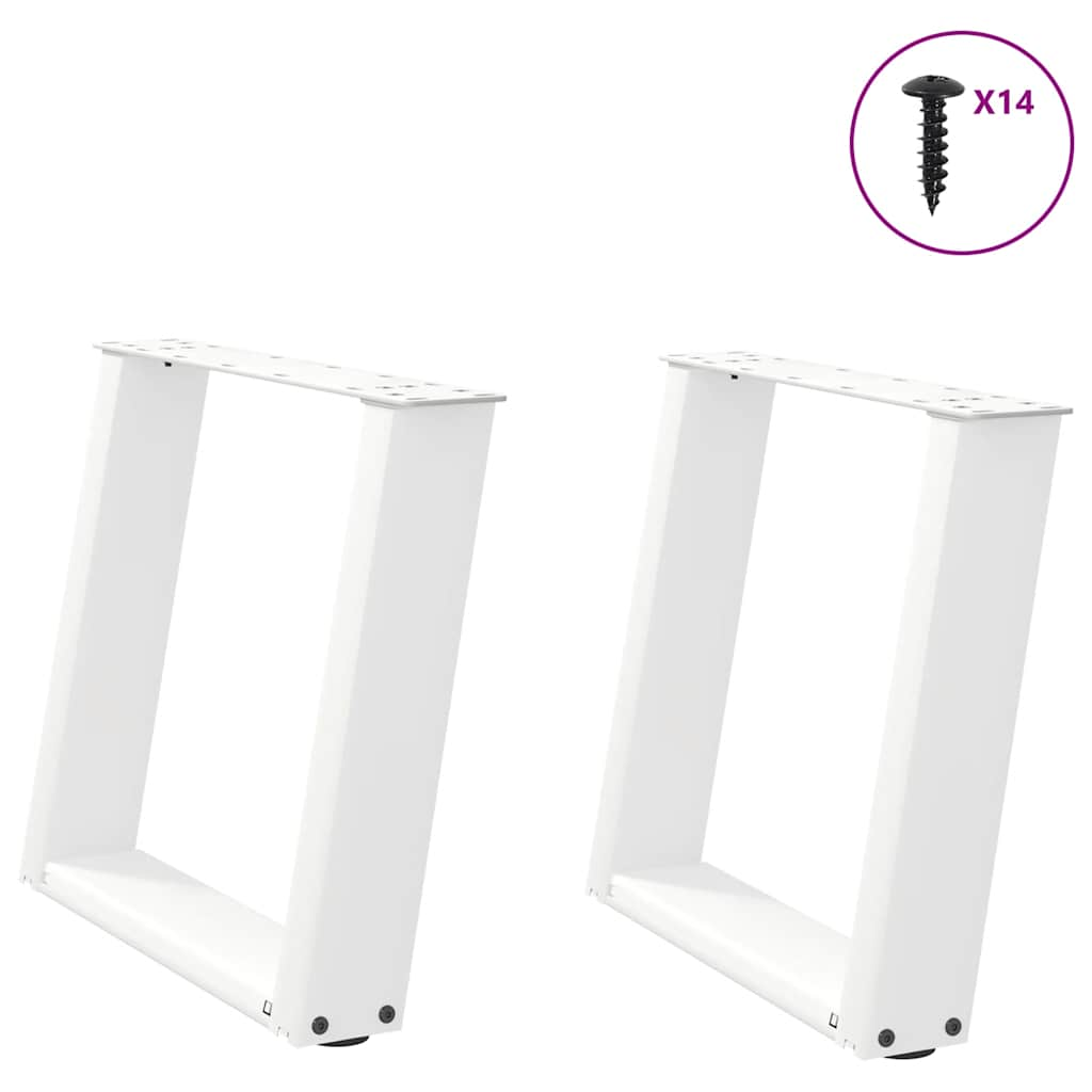 Pieds de table basse forme de U 2 pcs blanc 50x(42-43) cm acier Pieds de table vidaXL