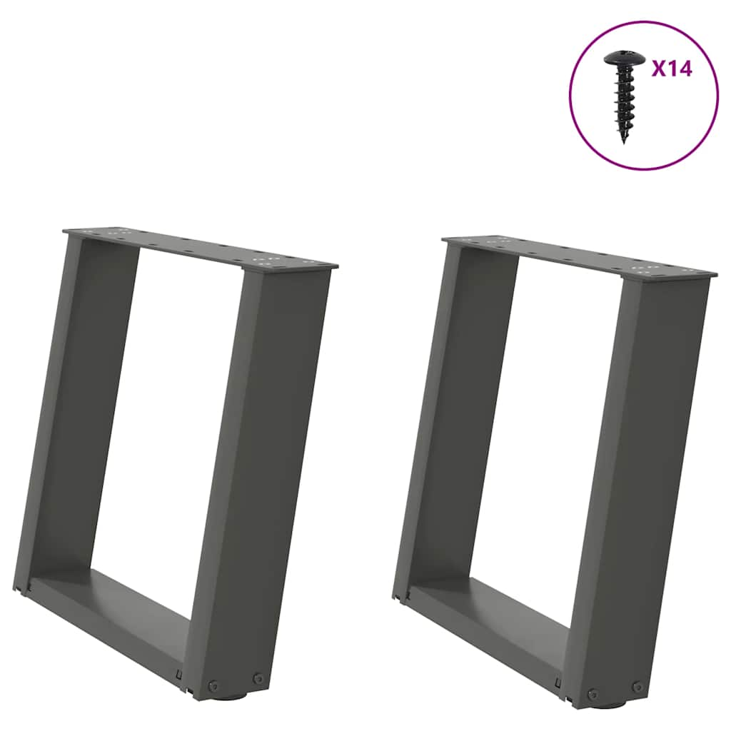 Pieds de table basse forme de U 2 pcs anthracite 50x(42-43) cm Pieds de table vidaXL