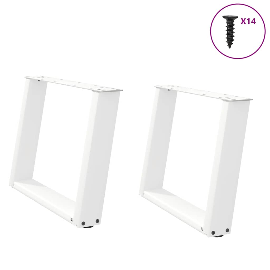 Pieds de table basse forme de U 2 pcs blanc 60x(42-43) cm acier Pieds de table vidaXL