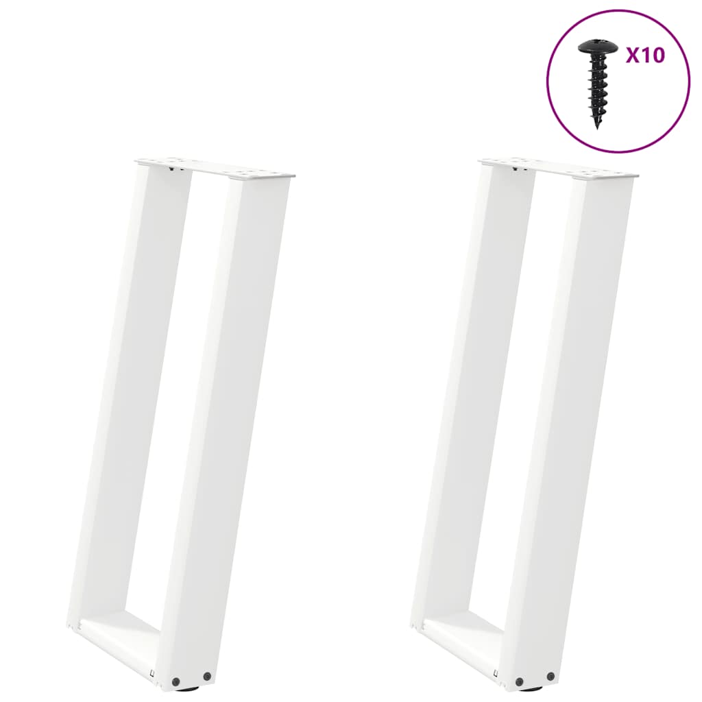 Pieds de table console forme de U 2pcs blanc 28x(72-73)cm acier Pieds de table vidaXL