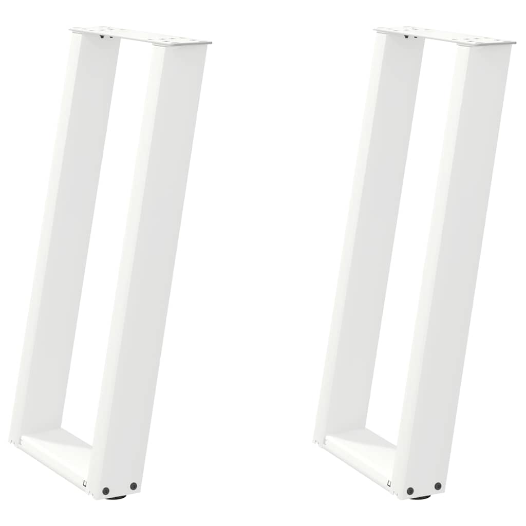 Pieds de table console forme de U 2pcs blanc 28x(72-73)cm acier Pieds de table vidaXL