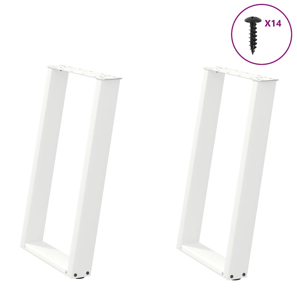 Pieds de table à manger forme de U 2 pcs blanc 50x(72-73) cm Pieds de table vidaXL