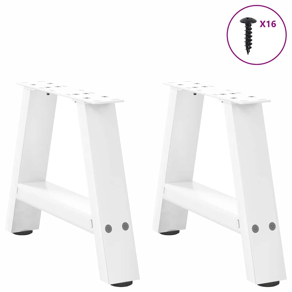 Pieds de table basse forme de A 2 pcs blanc 30x(30-31) cm acier Pieds de table vidaXL