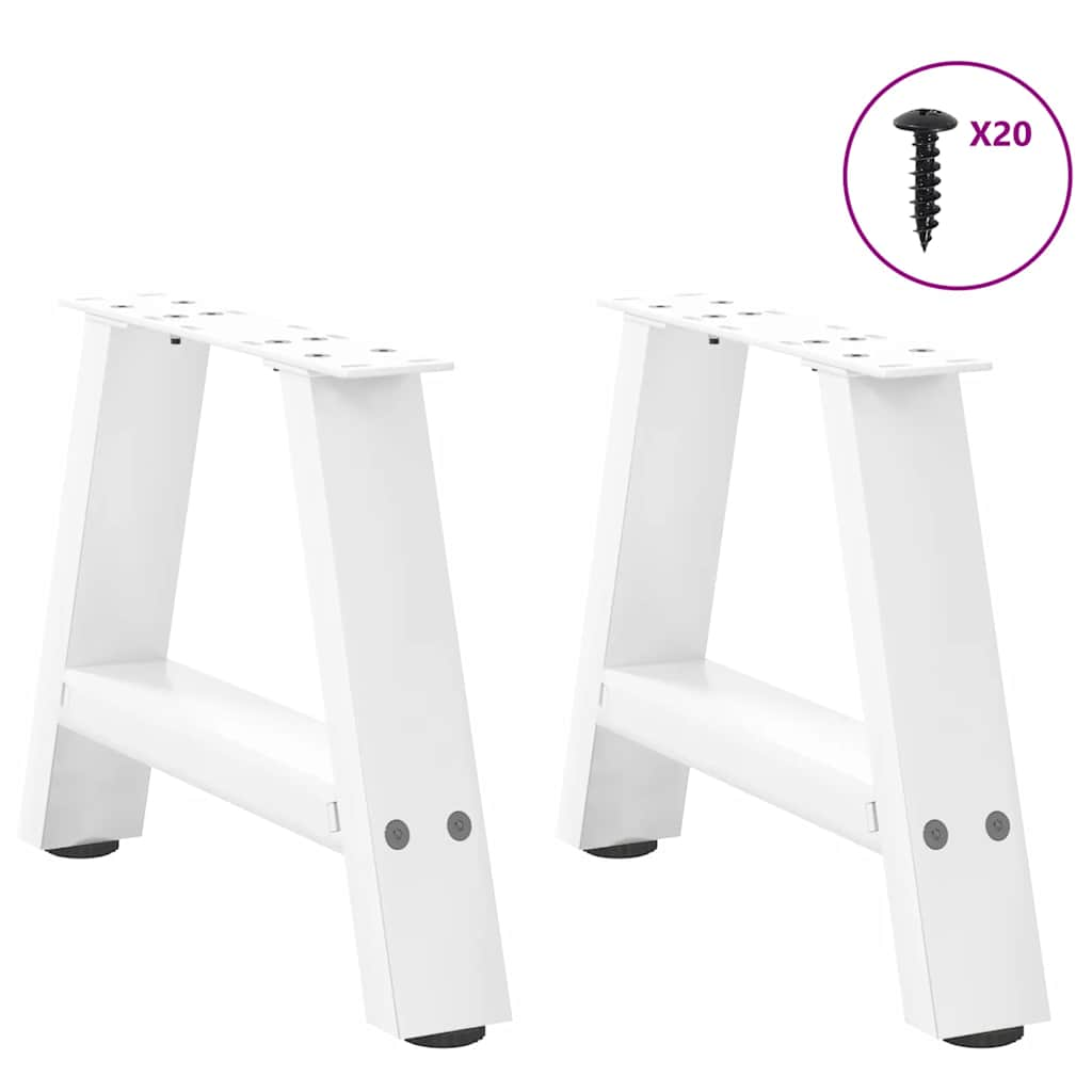 Pieds de table basse forme de A 2 pcs blanc 40x(30-31) cm acier Pieds de table vidaXL