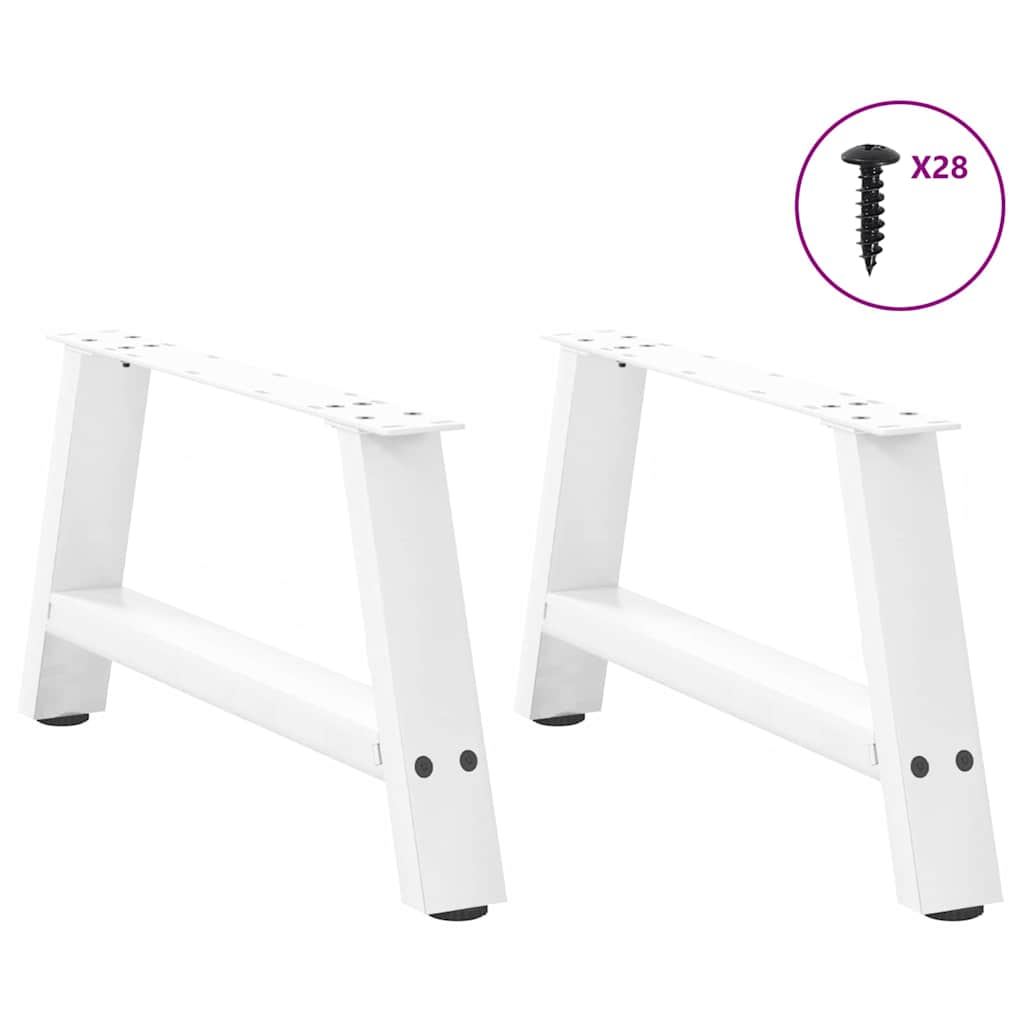 Pieds de table basse forme de A 2 pcs blanc 60x(30-31) cm acier Pieds de table vidaXL