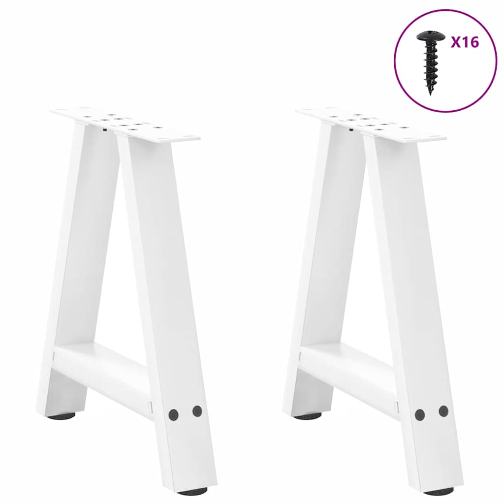 Pieds de table basse forme de A 2 pcs blanc 38x(42-43) cm acier Pieds de table vidaXL