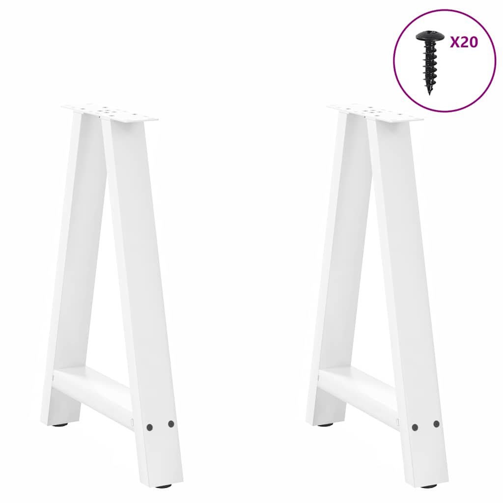 Pieds de table basse forme de A 2 pcs blanc 50x(72-73) cm acier Pieds de table vidaXL