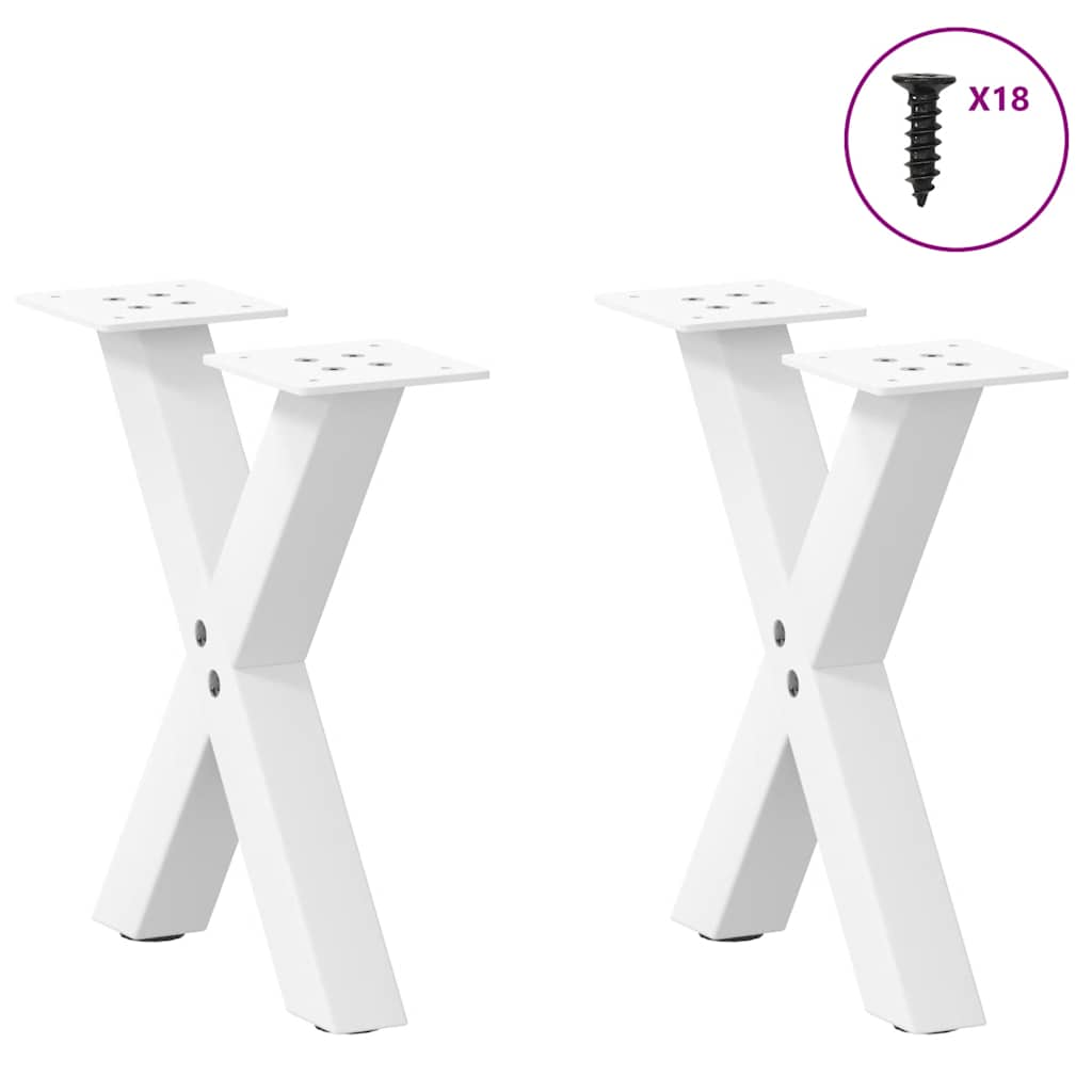 Pieds de table basse forme de X 2 pcs blanc 30x(30-31) cm acier Pieds de table vidaXL