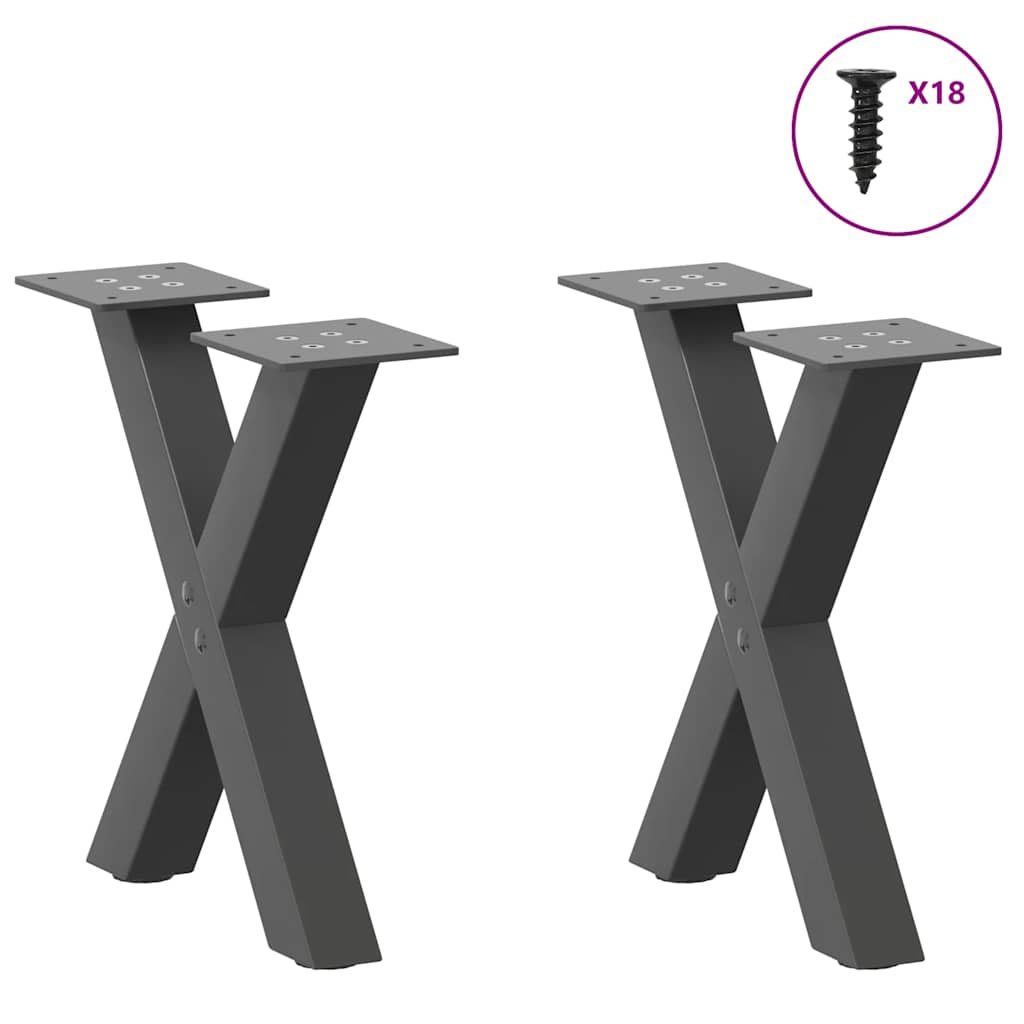 Pieds de table basse forme de X 2 pcs anthracite 30x(30-31) cm Pieds de table vidaXL