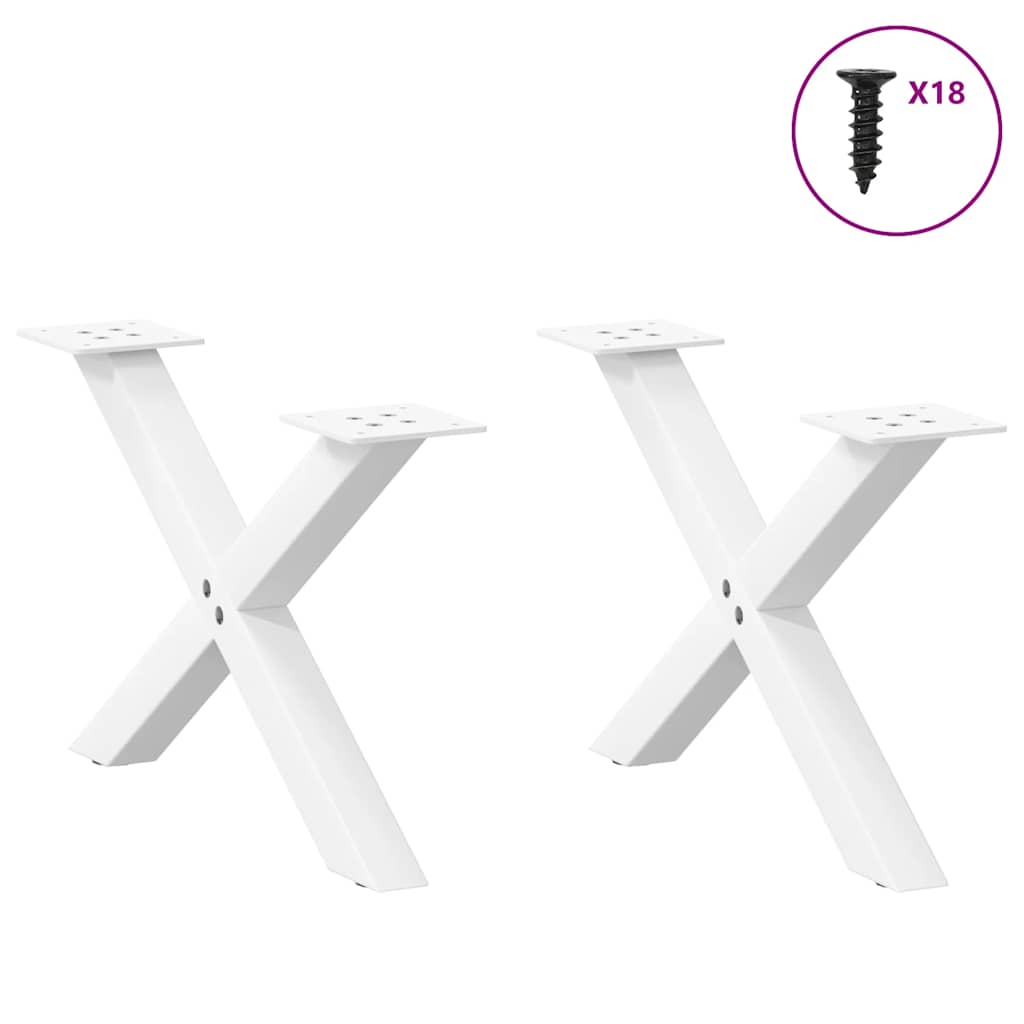 Pieds de table basse forme de X 2 pcs blanc 50x(30-31) cm acier Pieds de table vidaXL