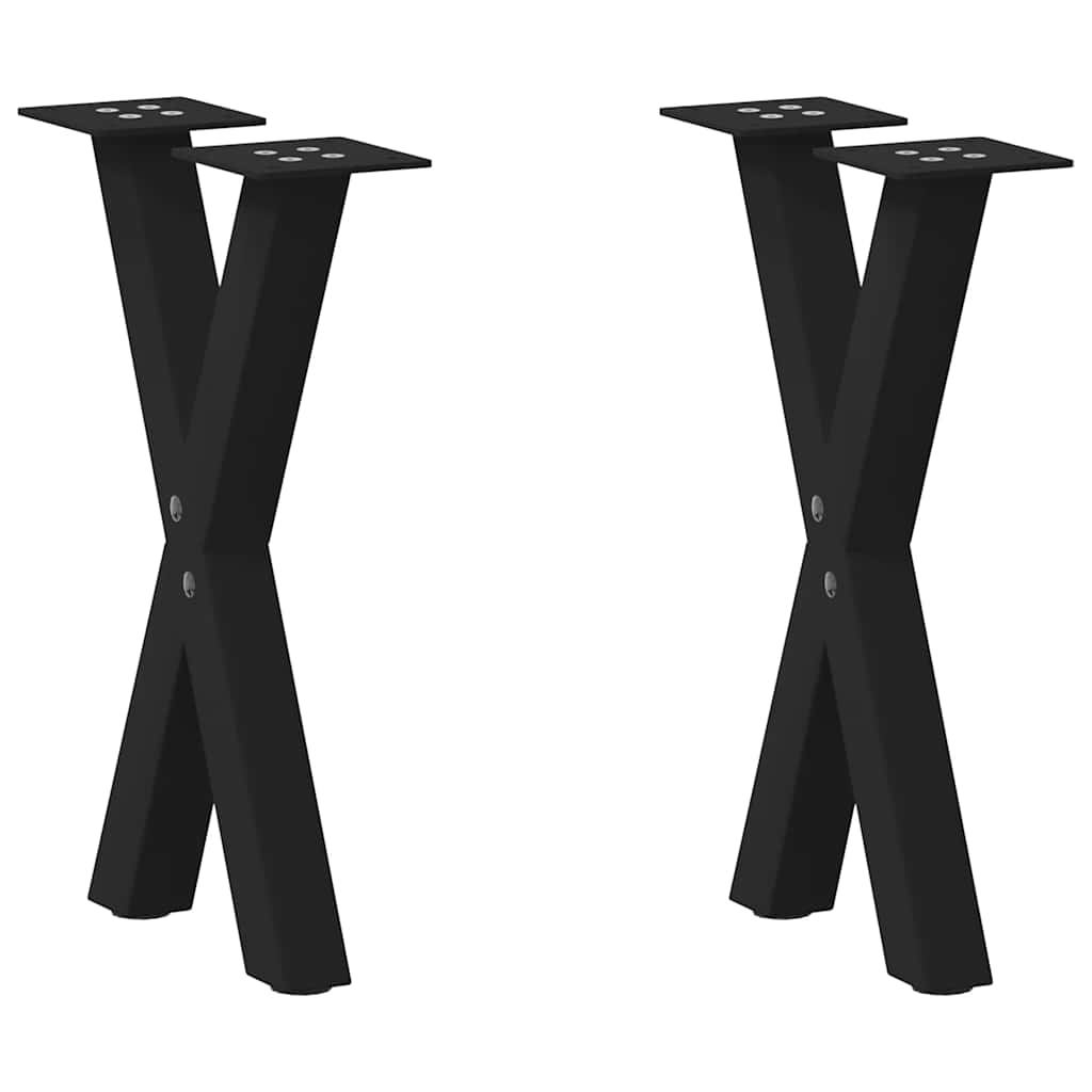 Pieds de table basse forme de X 2 pcs noir 28x(42-43) cm acier Pieds de table vidaXL