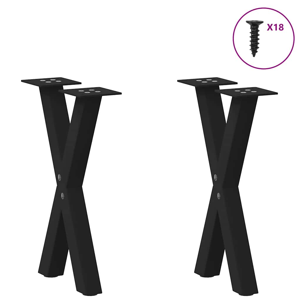 Pieds de table basse forme de X 2 pcs noir 28x(42-43) cm acier Pieds de table vidaXL