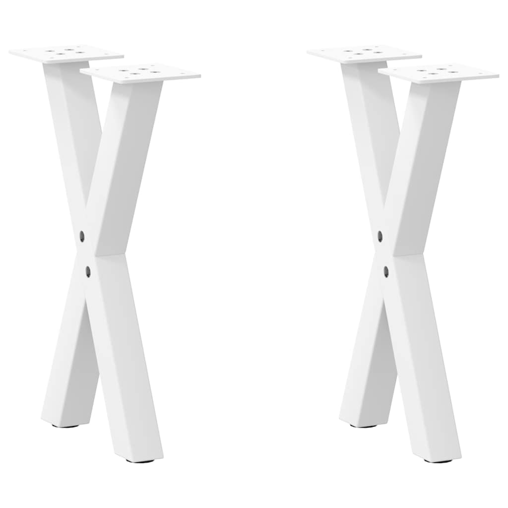 Pieds de table basse forme de X 2 pcs blanc 28x(42-43) cm acier Pieds de table vidaXL