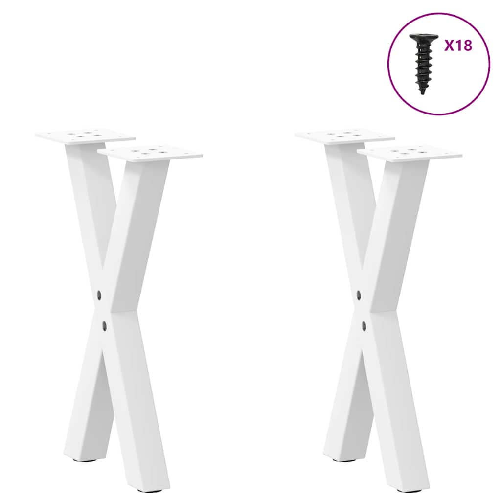 Pieds de table basse forme de X 2 pcs blanc 28x(42-43) cm acier Pieds de table vidaXL