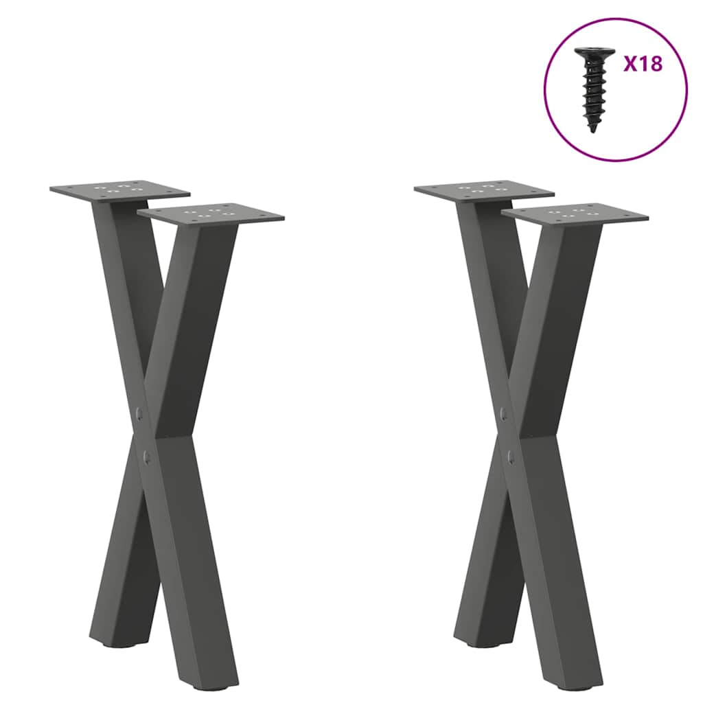 Pieds de table basse forme de X 2 pcs anthracite 28x(42-43) cm Pieds de table vidaXL