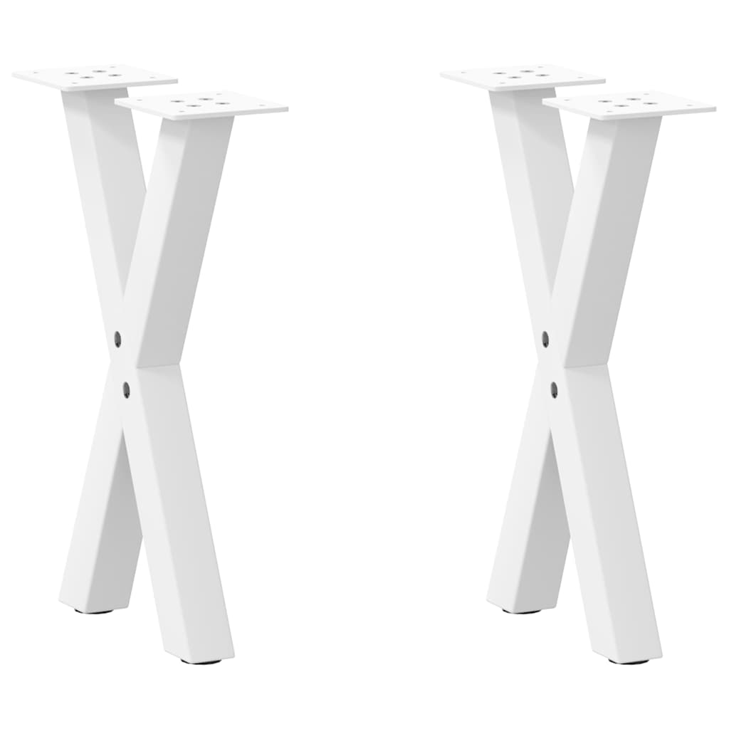 Pieds de table basse forme de X 2 pcs blanc 38x(42-43) cm acier Pieds de table vidaXL