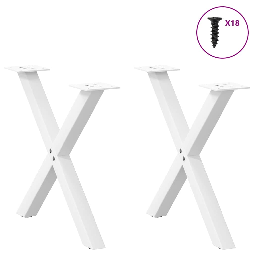 Pieds de table basse forme de X 2 pcs blanc 50x(42-43) cm acier Pieds de table vidaXL