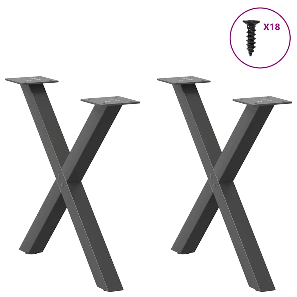 Pieds de table basse forme de X 2 pcs anthracite 50x(42-43) cm Pieds de table vidaXL