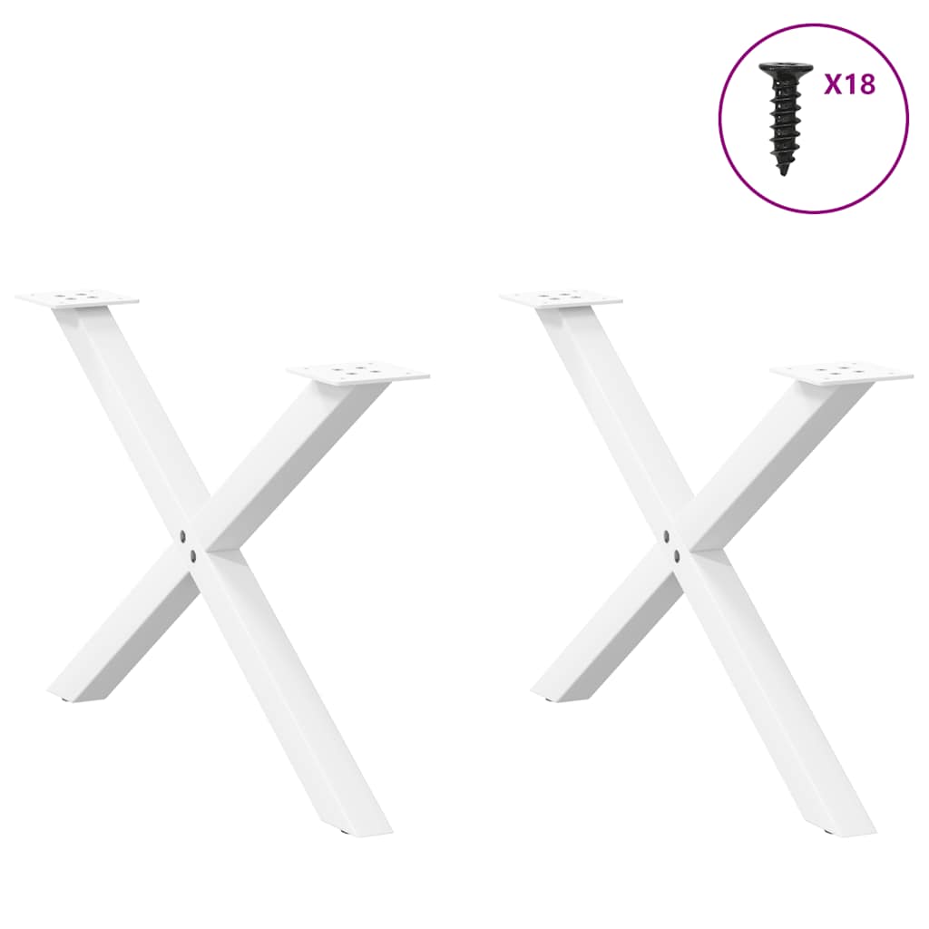 Pieds de table basse forme de X 2 pcs blanc 70x(42-43) cm acier Pieds de table vidaXL