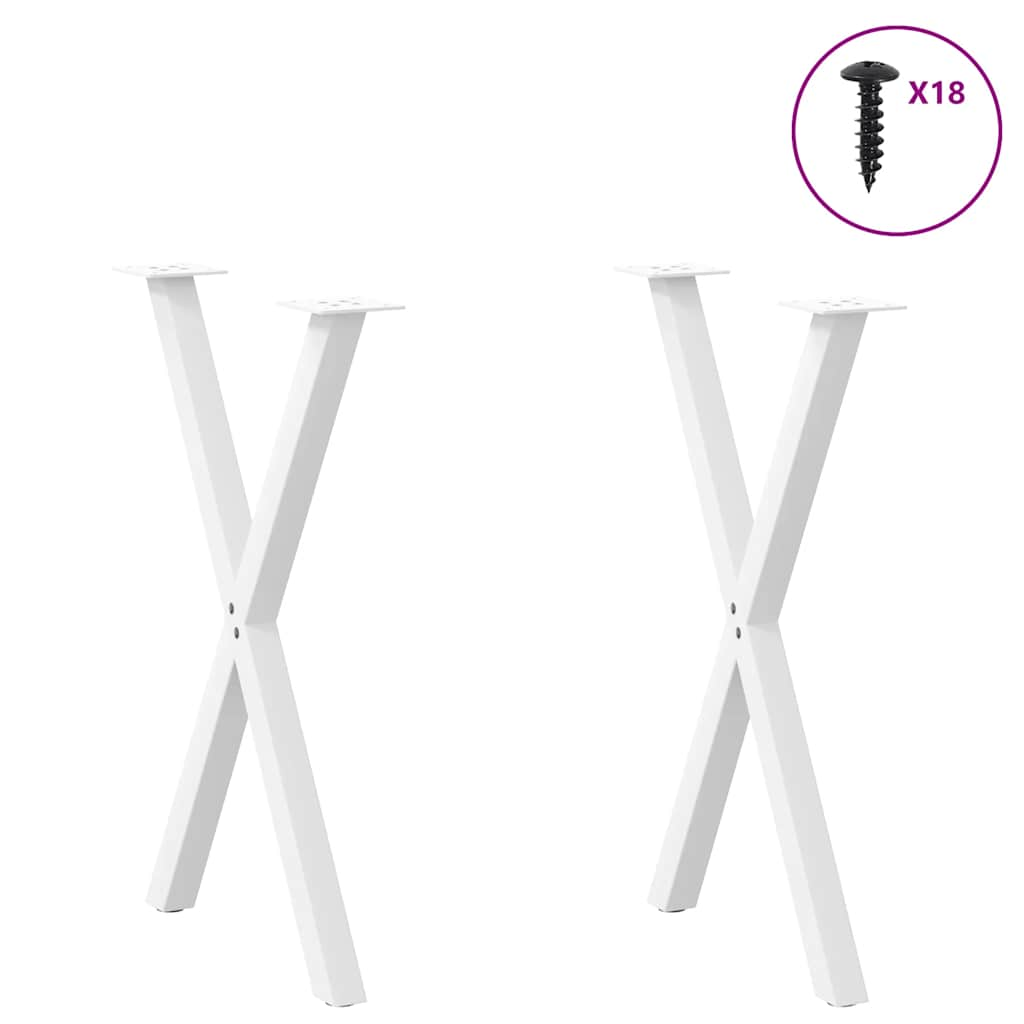 Pieds de table à manger forme de X 2 pcs blanc 50x(72-73) cm Pieds de table vidaXL