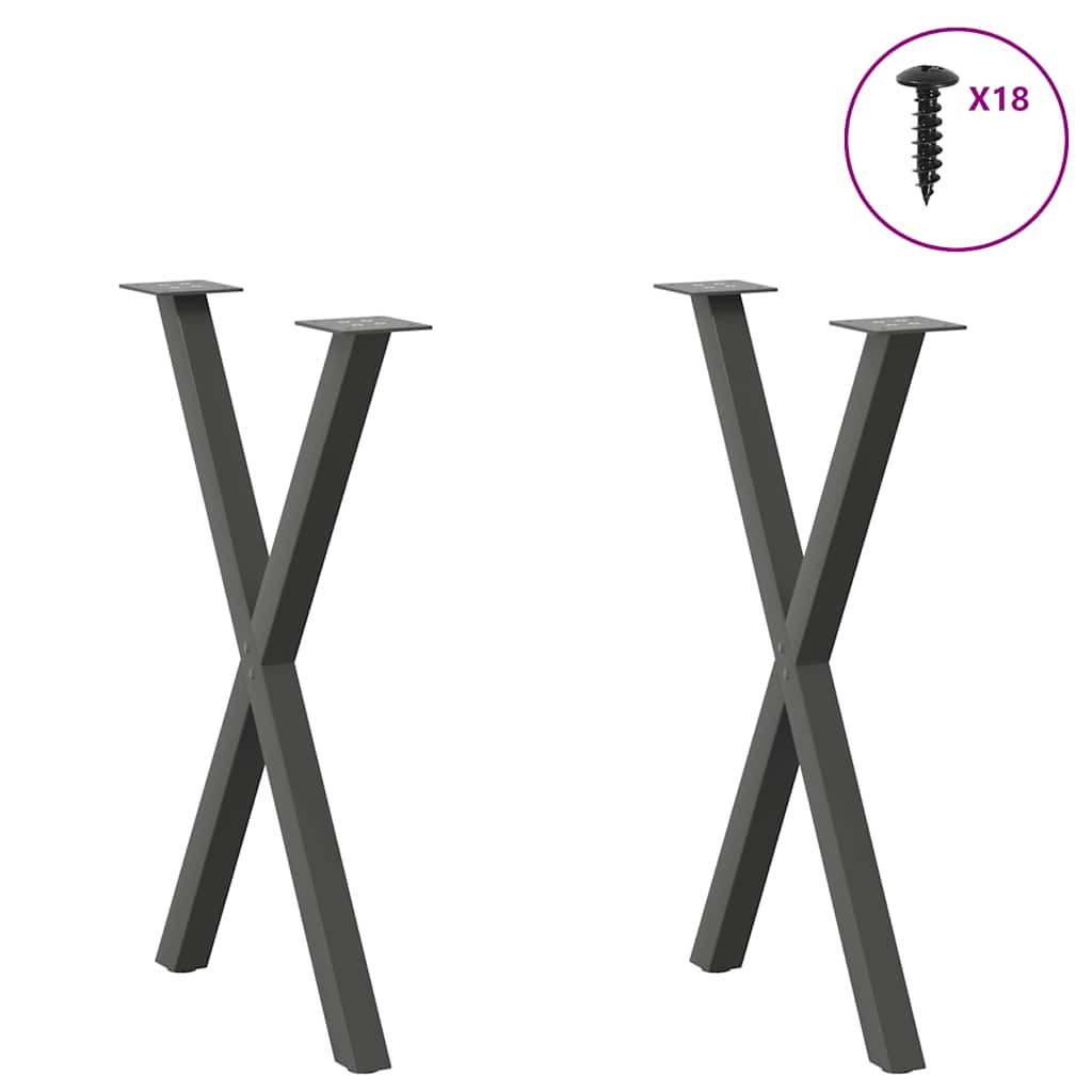 Pieds de table à manger forme de X 2 pcs 60x(72-73) cm acier Pieds de table vidaXL