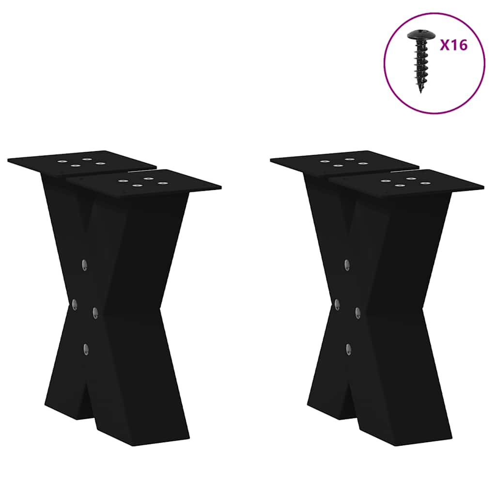 Pieds de table basse forme de X 2 pcs noir 30x(30-31) cm acier Pieds de table vidaXL