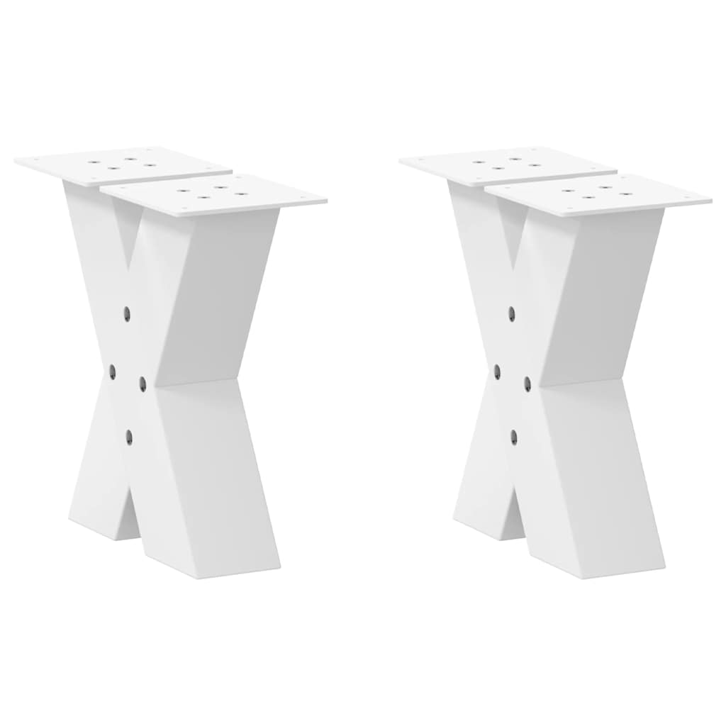 Pieds de table basse forme de X 2 pcs blanc 30x(30-31) cm acier Pieds de table vidaXL