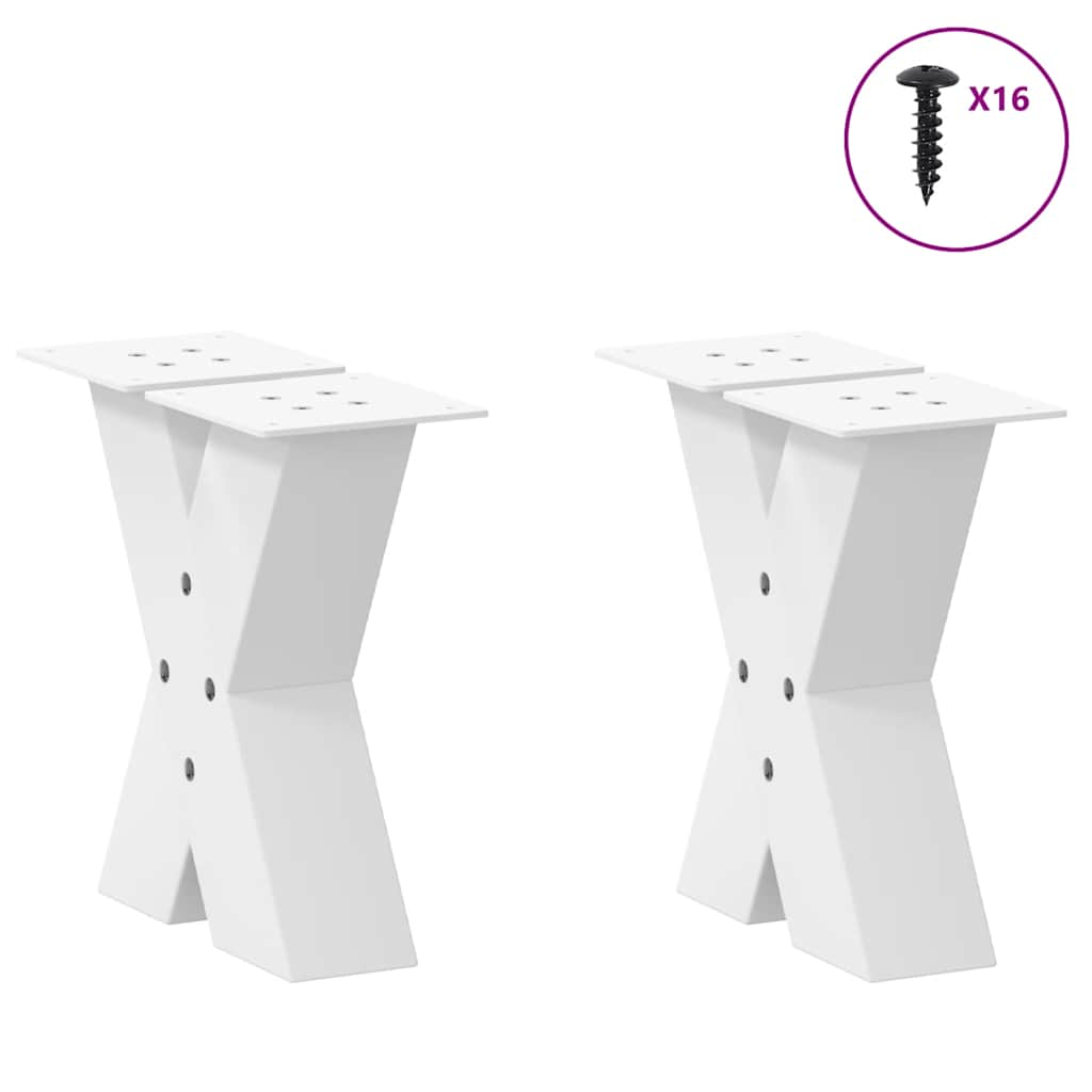 Pieds de table basse forme de X 2 pcs blanc 30x(30-31) cm acier Pieds de table vidaXL