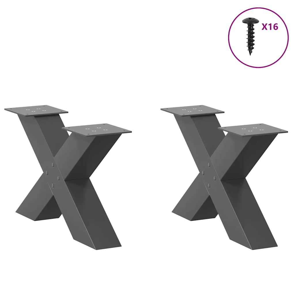 Pieds de table basse forme de X 2 pcs anthracite 50x(30-31) cm Pieds de table vidaXL