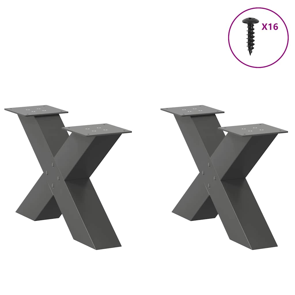 Pieds de table basse forme de X 2 pcs anthracite 60x(30-31) cm Pieds de table vidaXL