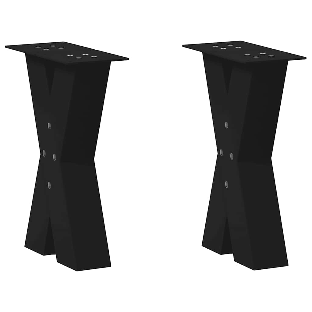 Pieds de table basse forme de X 2 pcs noir 28x(42-43) cm acier Pieds de table vidaXL