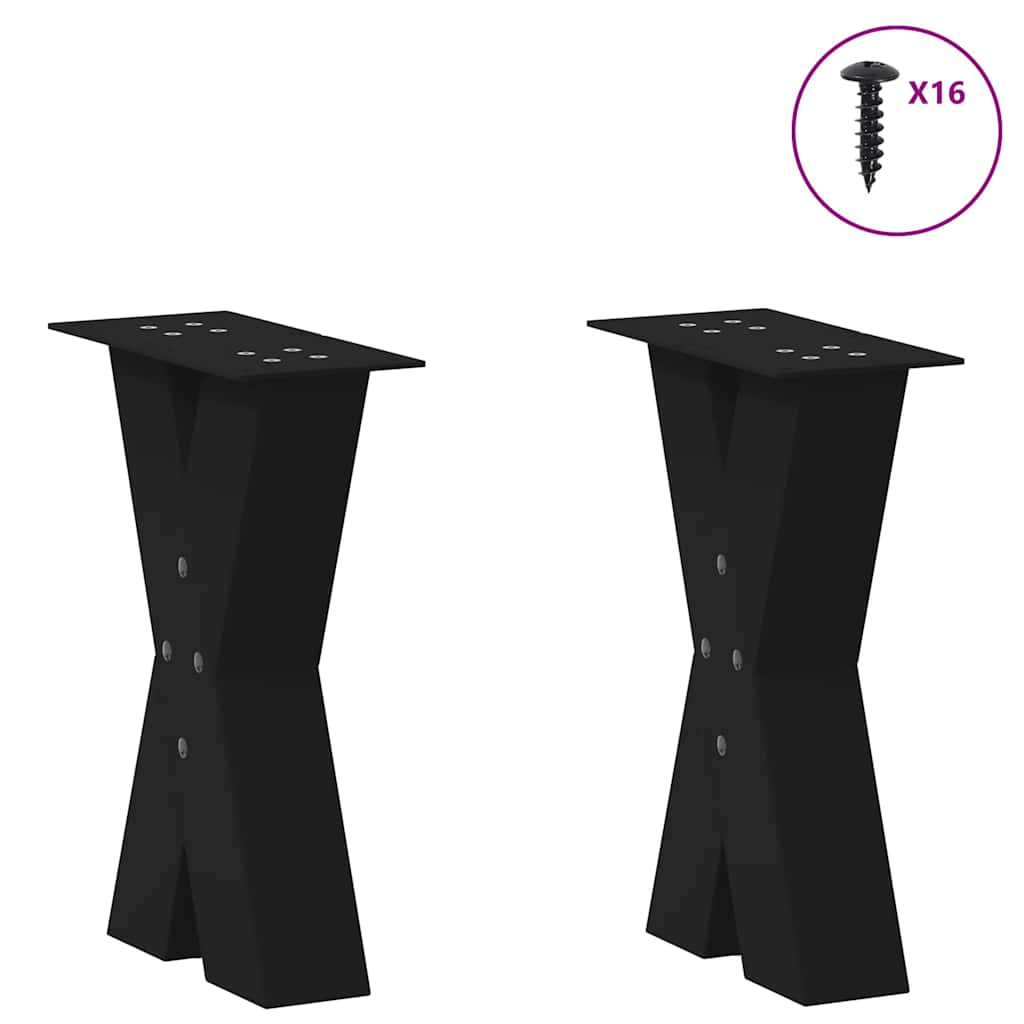 Pieds de table basse forme de X 2 pcs noir 28x(42-43) cm acier Pieds de table vidaXL