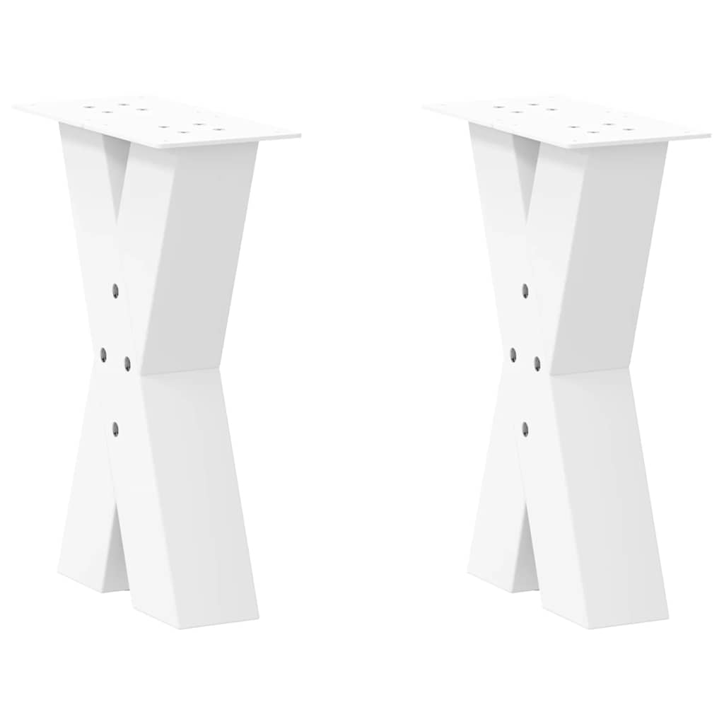 Pieds de table basse forme de X 2 pcs blanc 28x(42-43) cm acier Pieds de table vidaXL