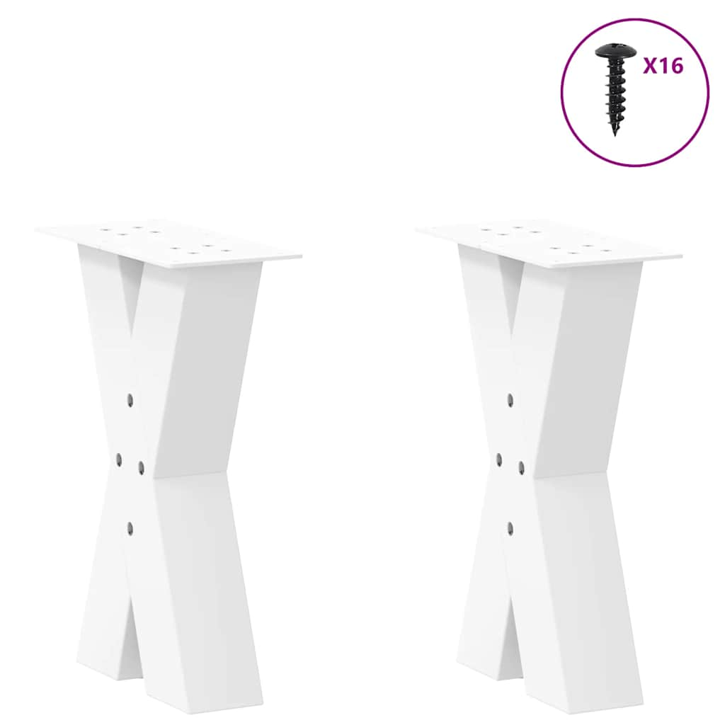 Pieds de table basse forme de X 2 pcs blanc 28x(42-43) cm acier Pieds de table vidaXL