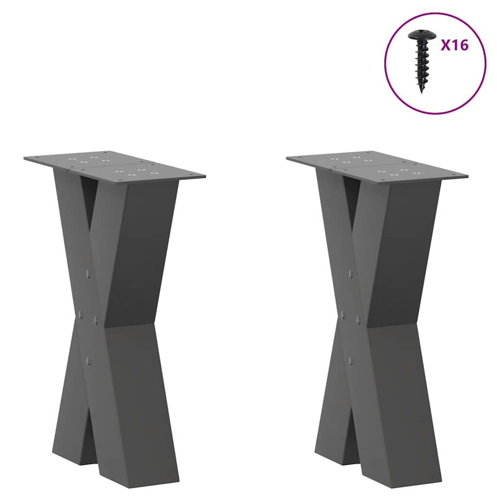 Pieds de table basse forme de X 2 pcs anthracite 38x(42-43) cm Pieds de table vidaXL