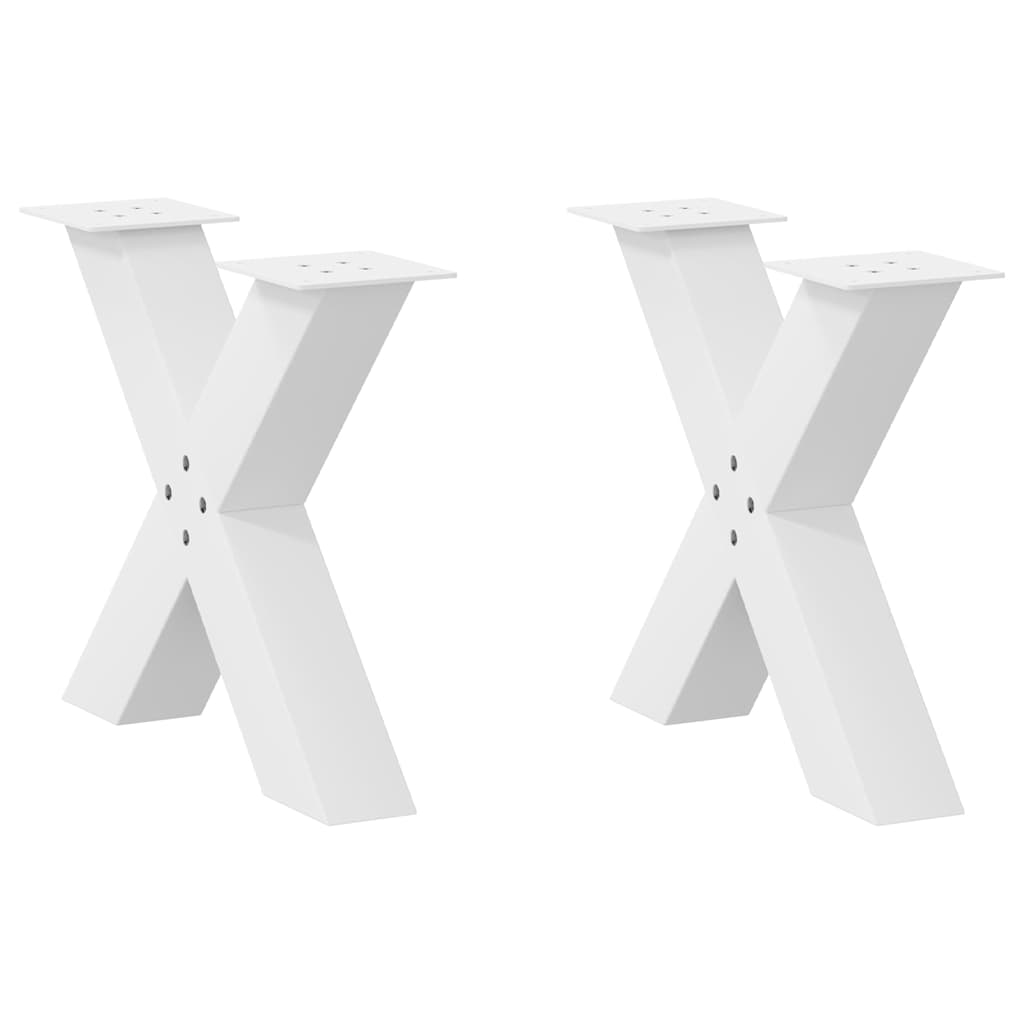 Pieds de table basse forme de X 2 pcs blanc 50x(42-43) cm acier Pieds de table vidaXL