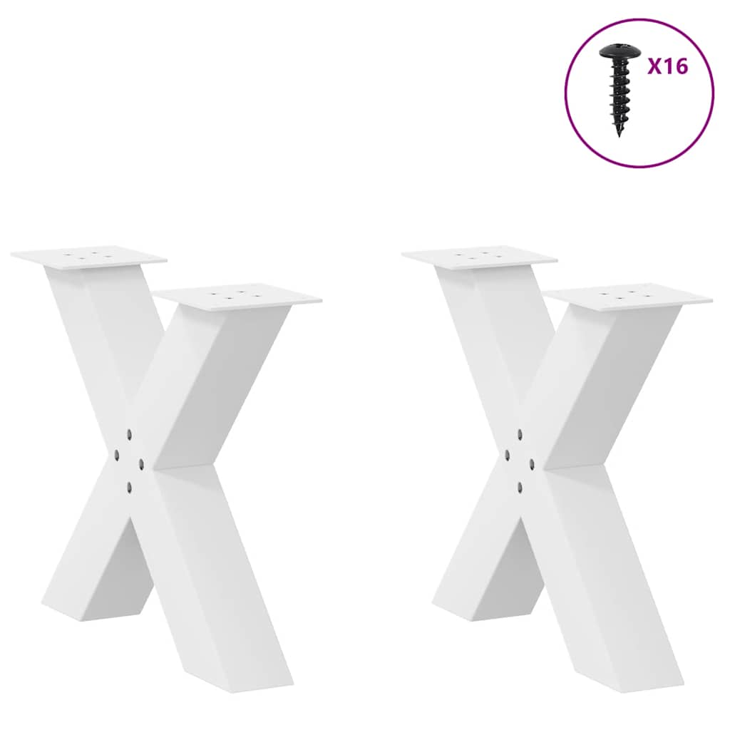 Pieds de table basse forme de X 2 pcs blanc 50x(42-43) cm acier Pieds de table vidaXL